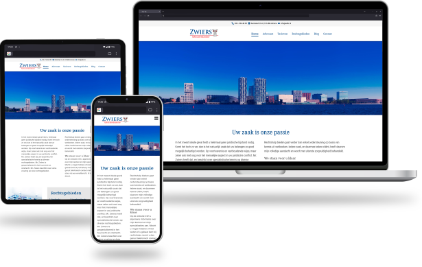 desktop, laptop en mobiele compositie van de Zwiers Advocatenkantoor website