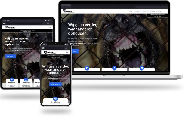 desktop, laptop en mobiele compositie van de DFL Security website