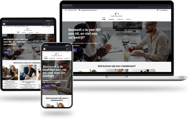 desktop, laptop en mobiele compositie van de Gesprek met Personeel website