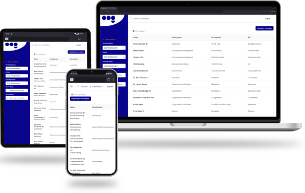 desktop, laptop en mobiele compositie van de Oogvereniging applicatie
